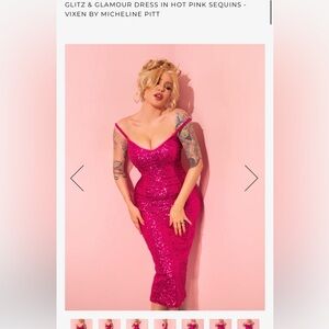 Vixen Micheline Pitt Glitz & Glamour Sequin Dress Hot Pink